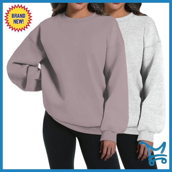 Oversized Fleece-Lined Sweatshirt Cozy Pullover Long Sleeve Top